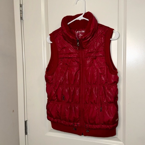 Calvin Klein Performance Size Medium M Red Puffy Vest Women's Zip - Picture 1 of 9